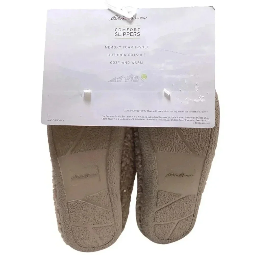 Eddie Bauer Slippers Mens Medium 8-9 Brown Casey Bedroom House Vegan Shoes New